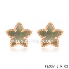 Imitation Van Cleef & Arpels Sweet Alhambra Star Pink Earrings,Brown Mother-Of-Pearl